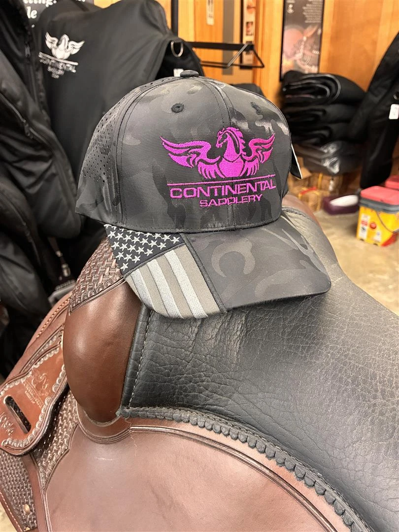 Black w pink(Large) C.S. Patriotic flag hat black w. pink - Image 1