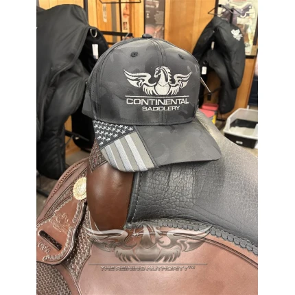 C.S. patriotic flag hat black w. silver