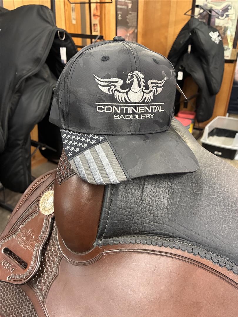 Black w silver(Large) C.S. patriotic flag hat black w. silver - Image 1